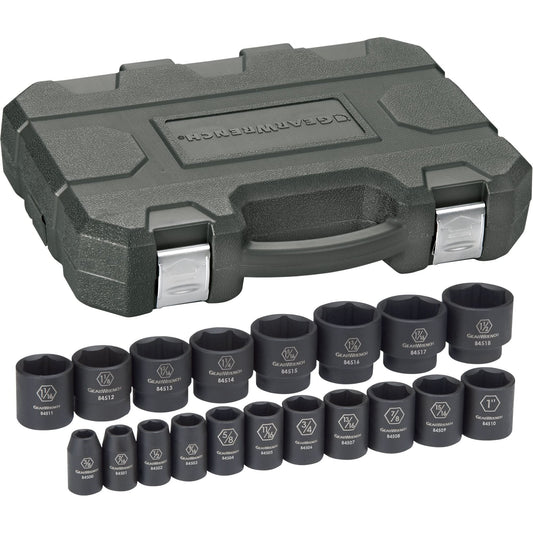 Socket Set, 19 Pcs, Impact, 1/2" Drive Size