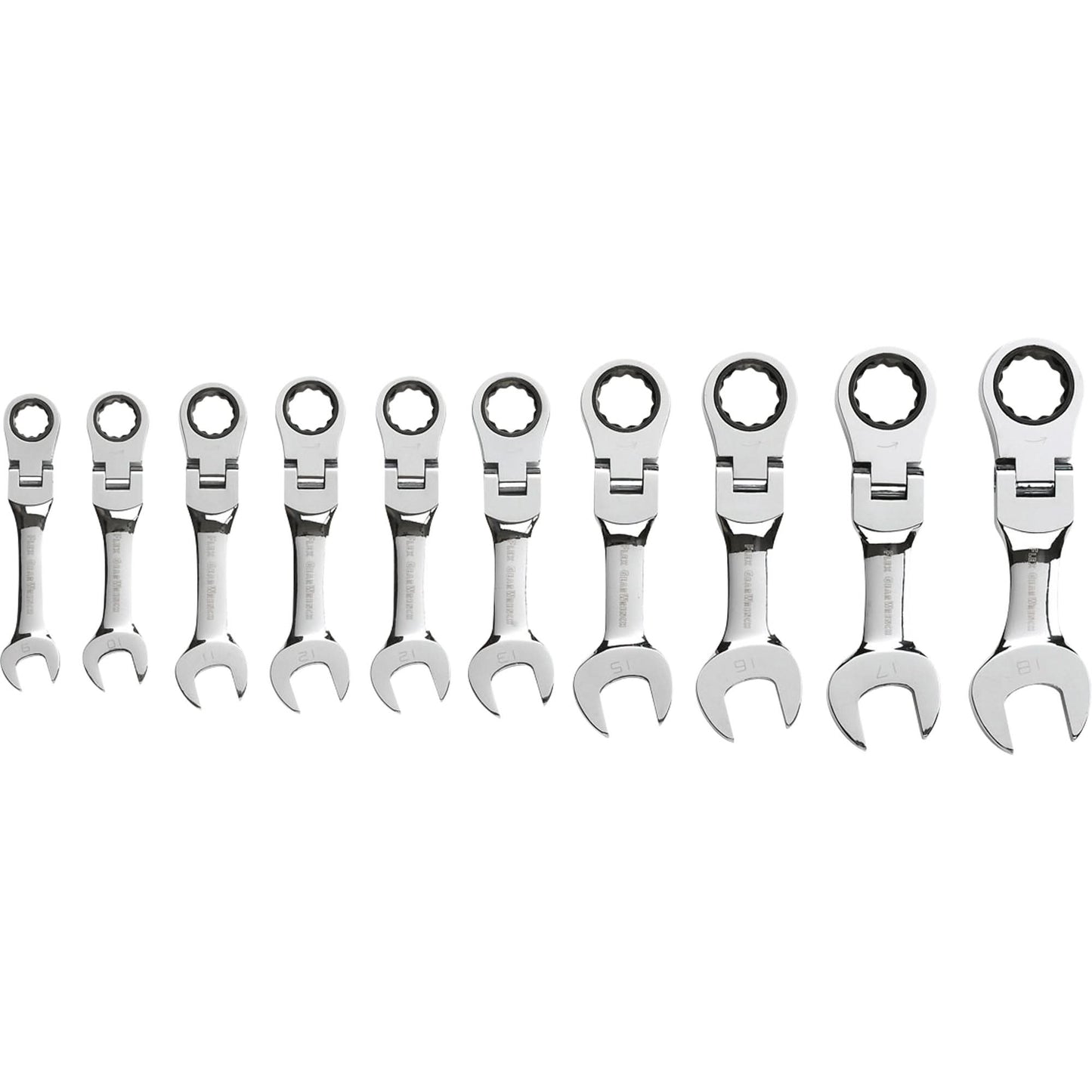Stubby Wrench Set, Combination, 10 Pieces, Metric