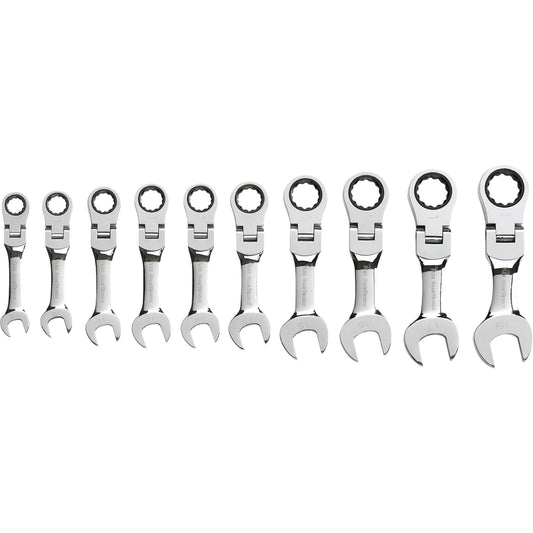 Stubby Wrench Set, Combination, 10 Pieces, Metric