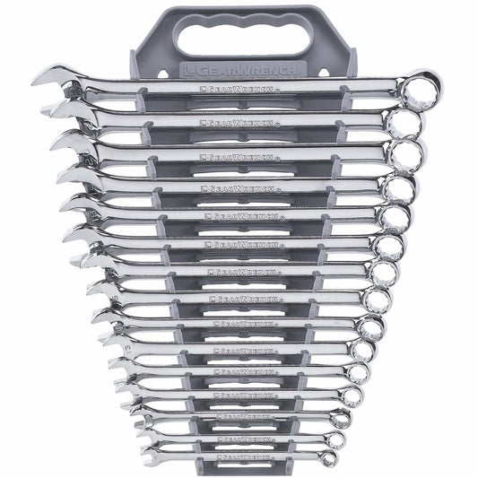 12-Point Long Pattern Wrench Set, Combination, 15 Pieces, Metric