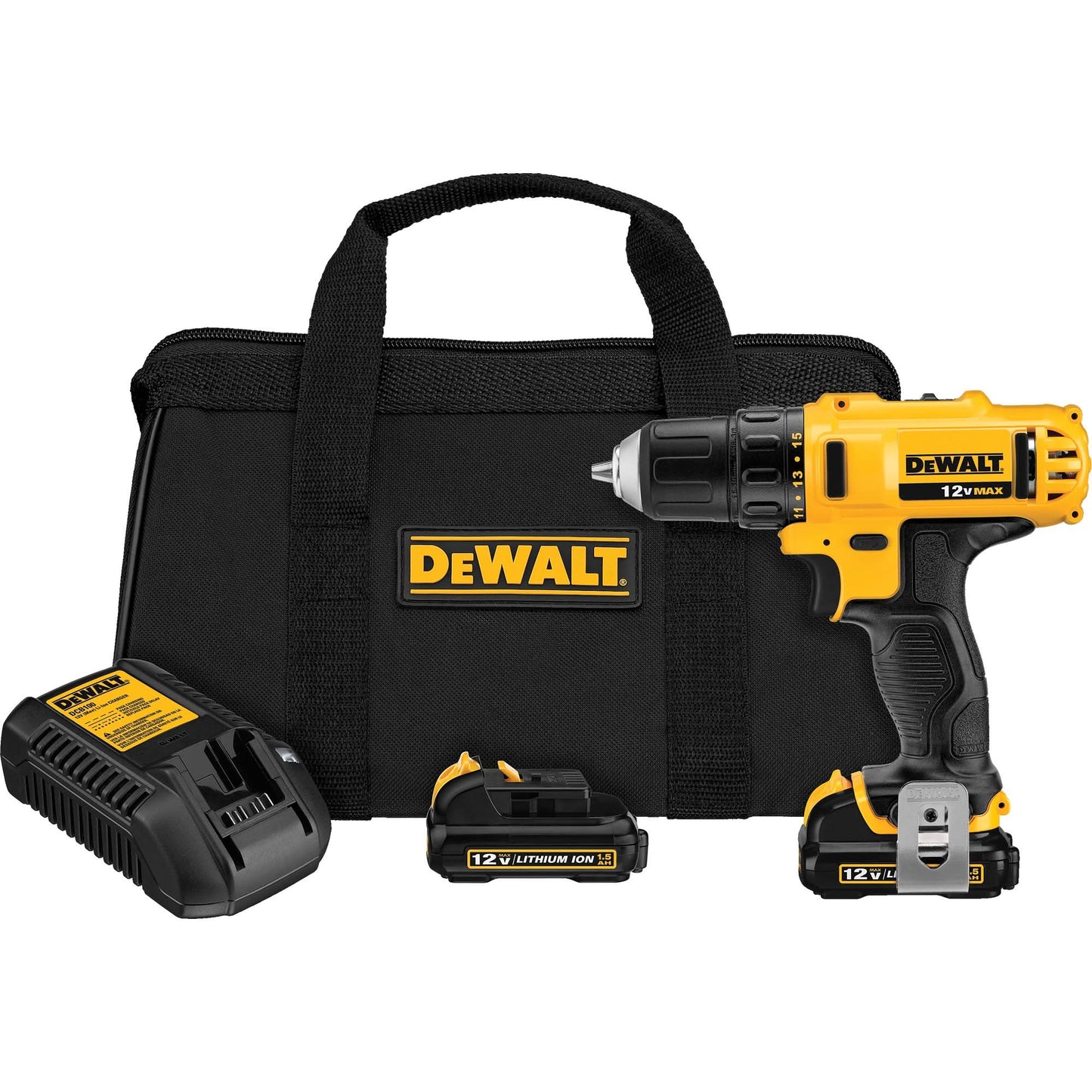 Max Drill Driver Kit, Lithium-Ion, 12 V, 3/8" Chuck, 189 UWO Torque
