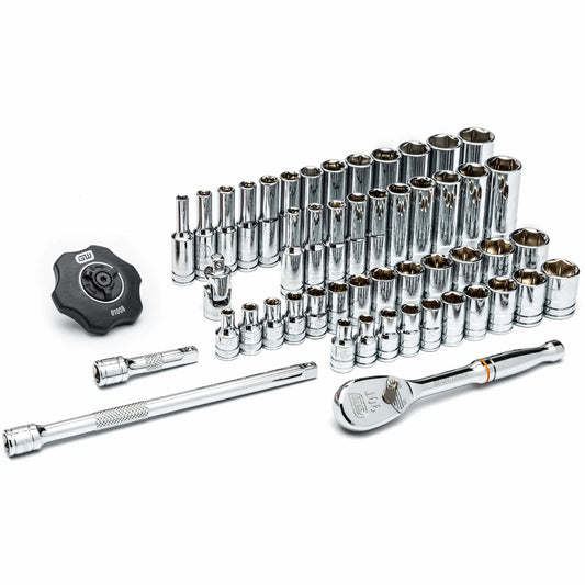 6-Point SAE/Metric Mechanics Tool Set, 51 Pcs, 1/4" Drive Size, Deep