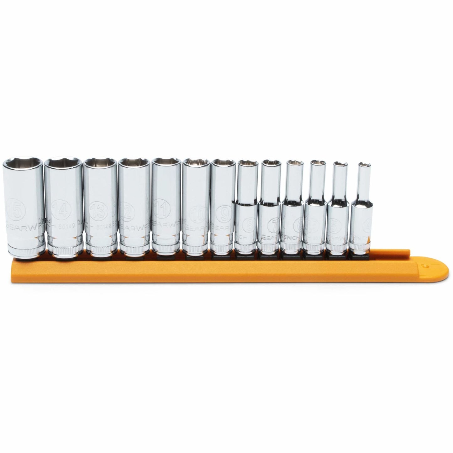 6-Point Metric Socket Set, 13 Pcs, 1/4" Drive Size, Deep