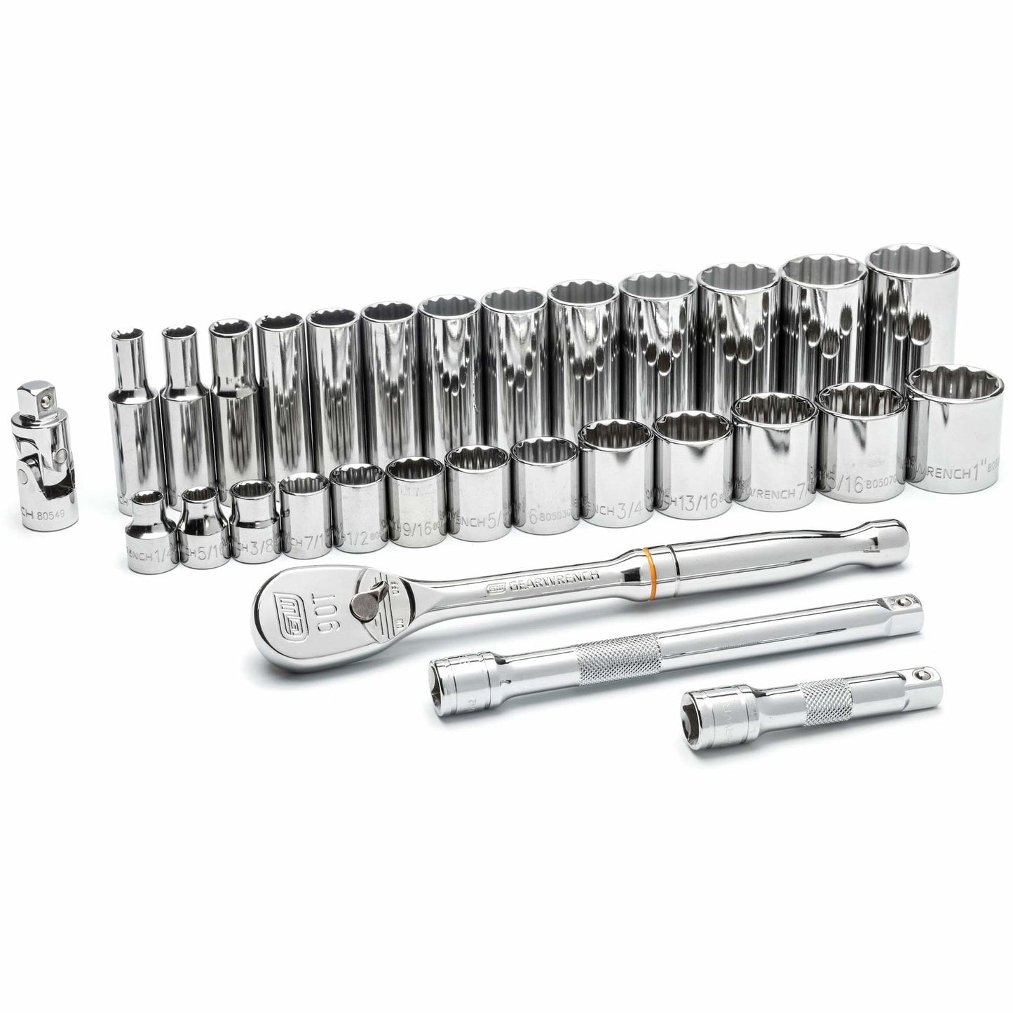 12-Point SAE Mechanics Tool Set, 30 Pcs, 3/8" Drive Size, Deep