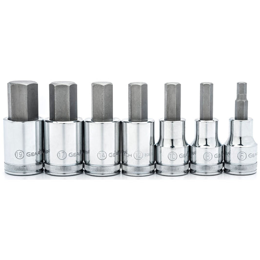 Metric Bit Socket Set, Hex, 1/2" Drive, 7 Pcs
