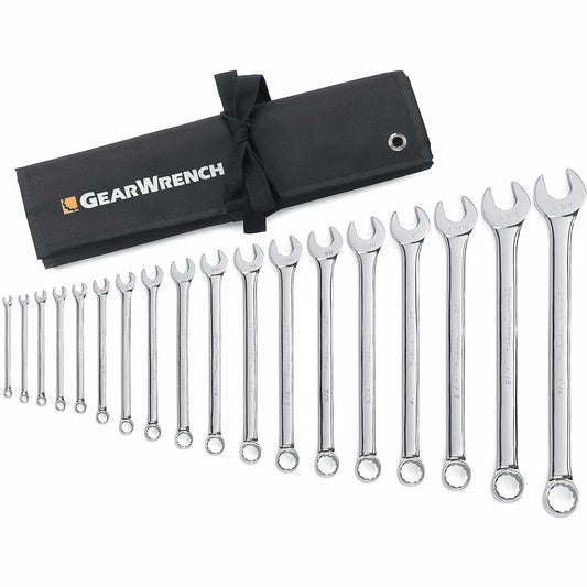 12-Point Long Pattern Wrench Set, Combination, 18 Pieces, Imperial