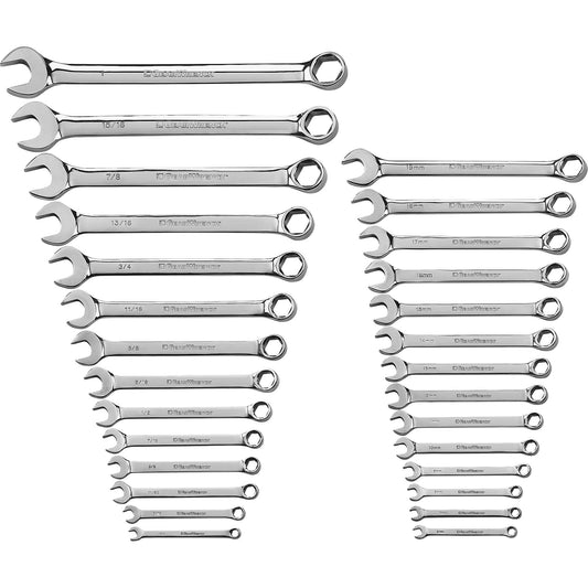 Clé à cliquet réversible 90 dents, combinée, 28 pièces, impériale et métrique