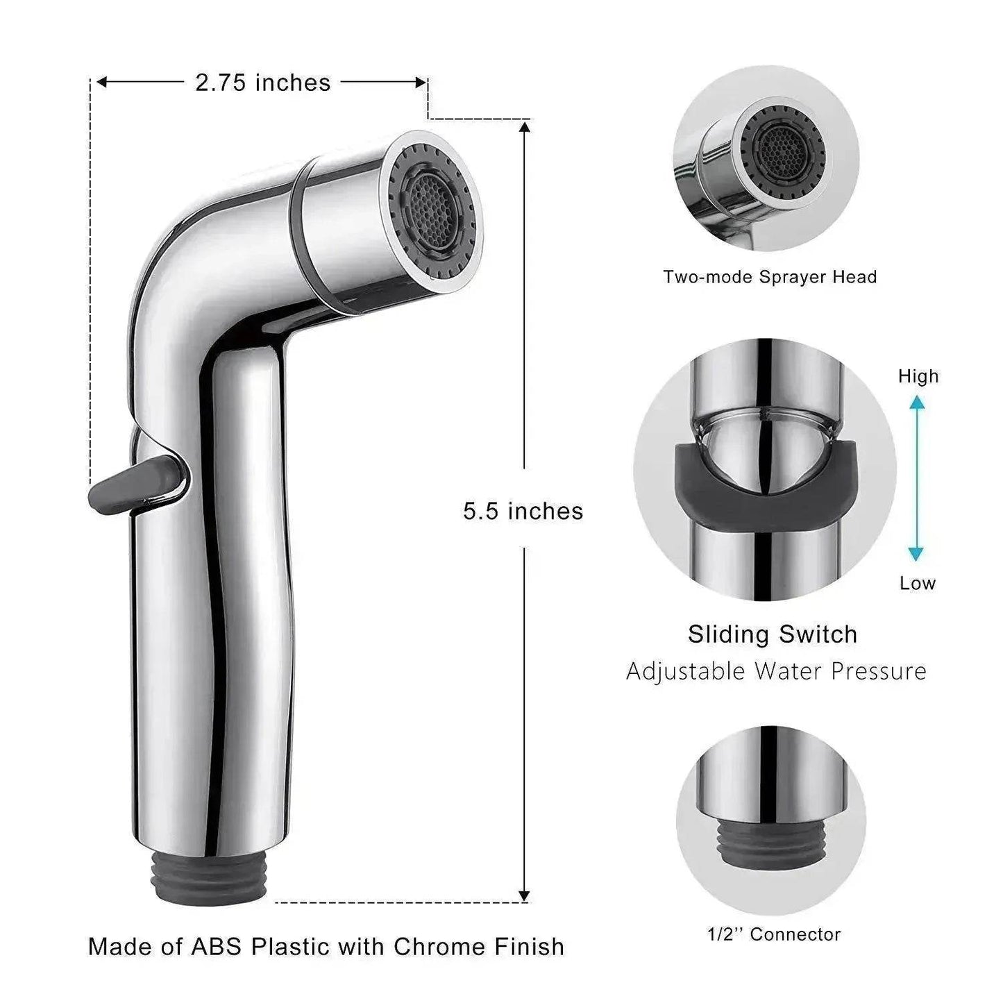 Toilet Spray Cleaner Stainless Steel Toilet Companion, Button Water Stop, Dual Function.