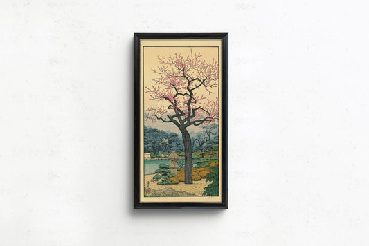Toshi Yoshida Plum Blossom Print: Vintage Japanese Garden Art