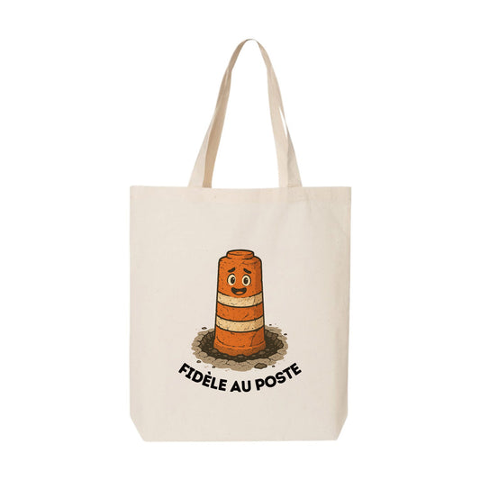 Tote bag imprimé « Fidèle au poste »