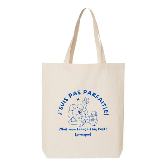 Sac fourre-tout imprimé "J'suis Pas Parfait(e)"