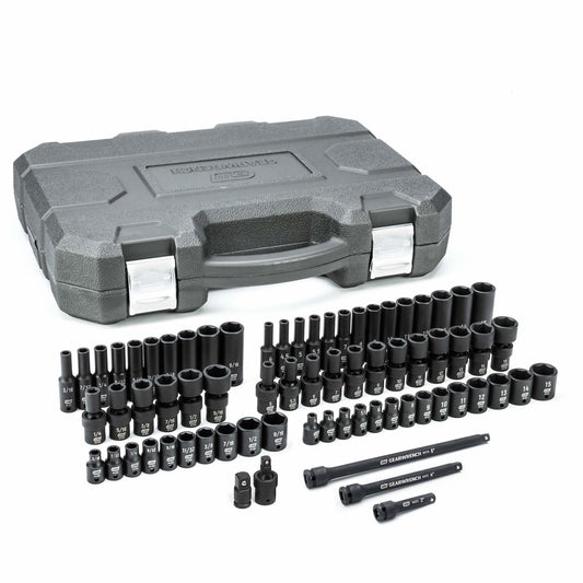 6 Point Universal SAE/Metric Socket Set, 71 Pcs, Impact, 1/4" Drive Size, Deep