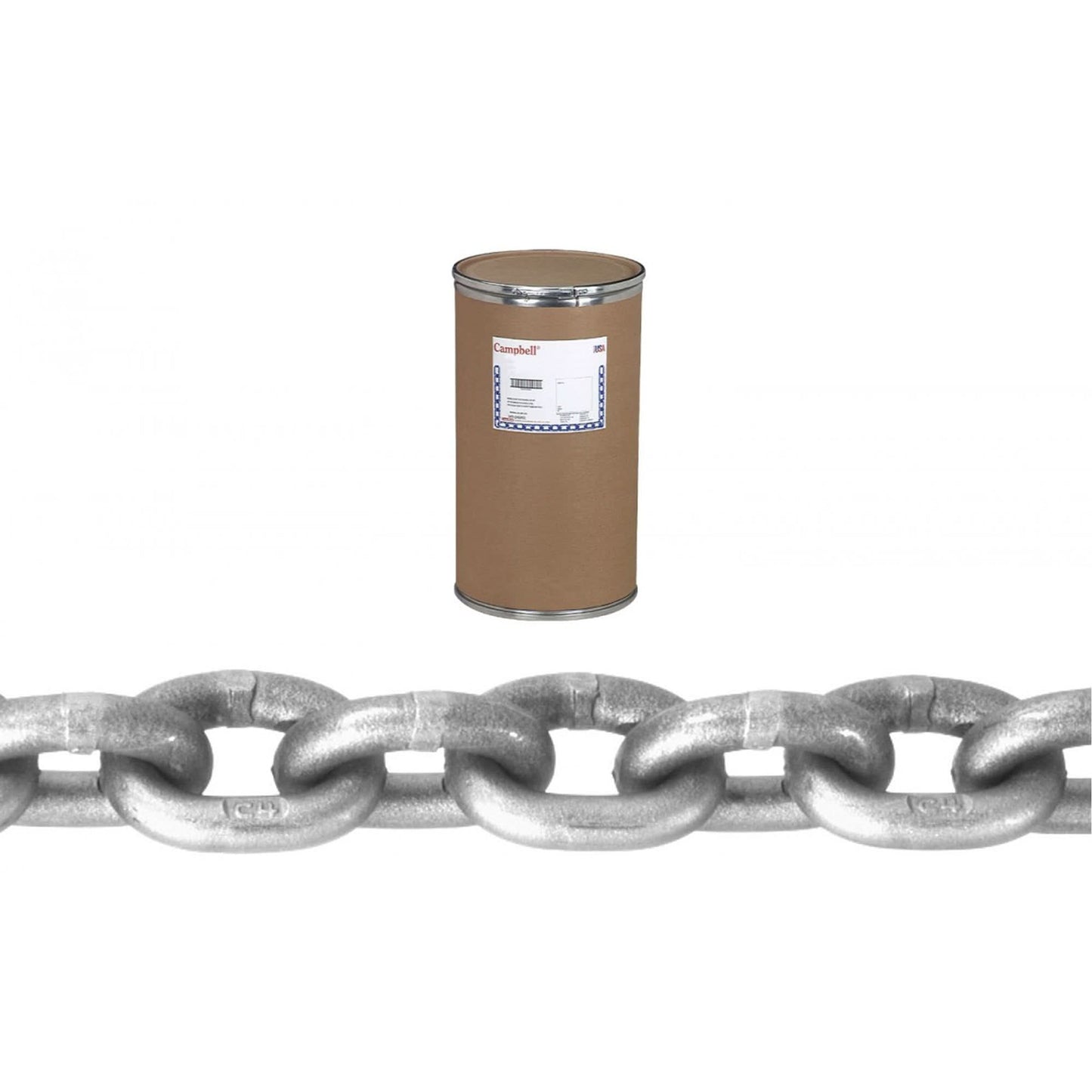 Chaîne à haute résistance, acier au carbone, 1/4" x 800' (243,8 m) L, grade 43, capacité de charge de 2 600 lb (1,3 tonnes)