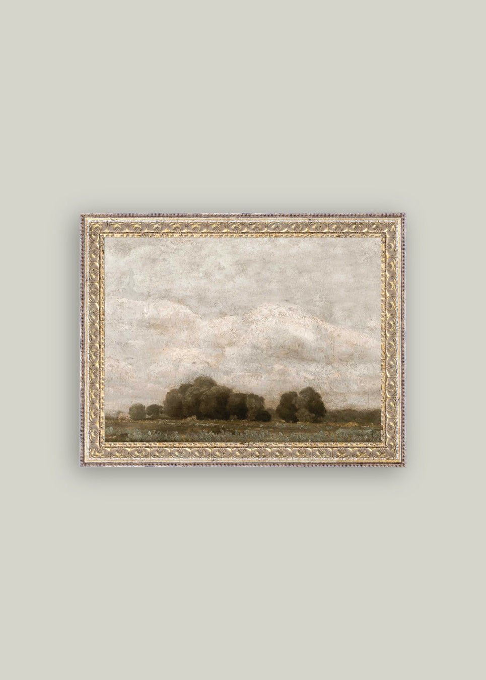 Tree and Cloud Landscape Framed Antique Art