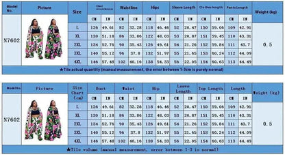 Trendy European and American Ruffle Sleeve Women's Printed Pants Coat Set