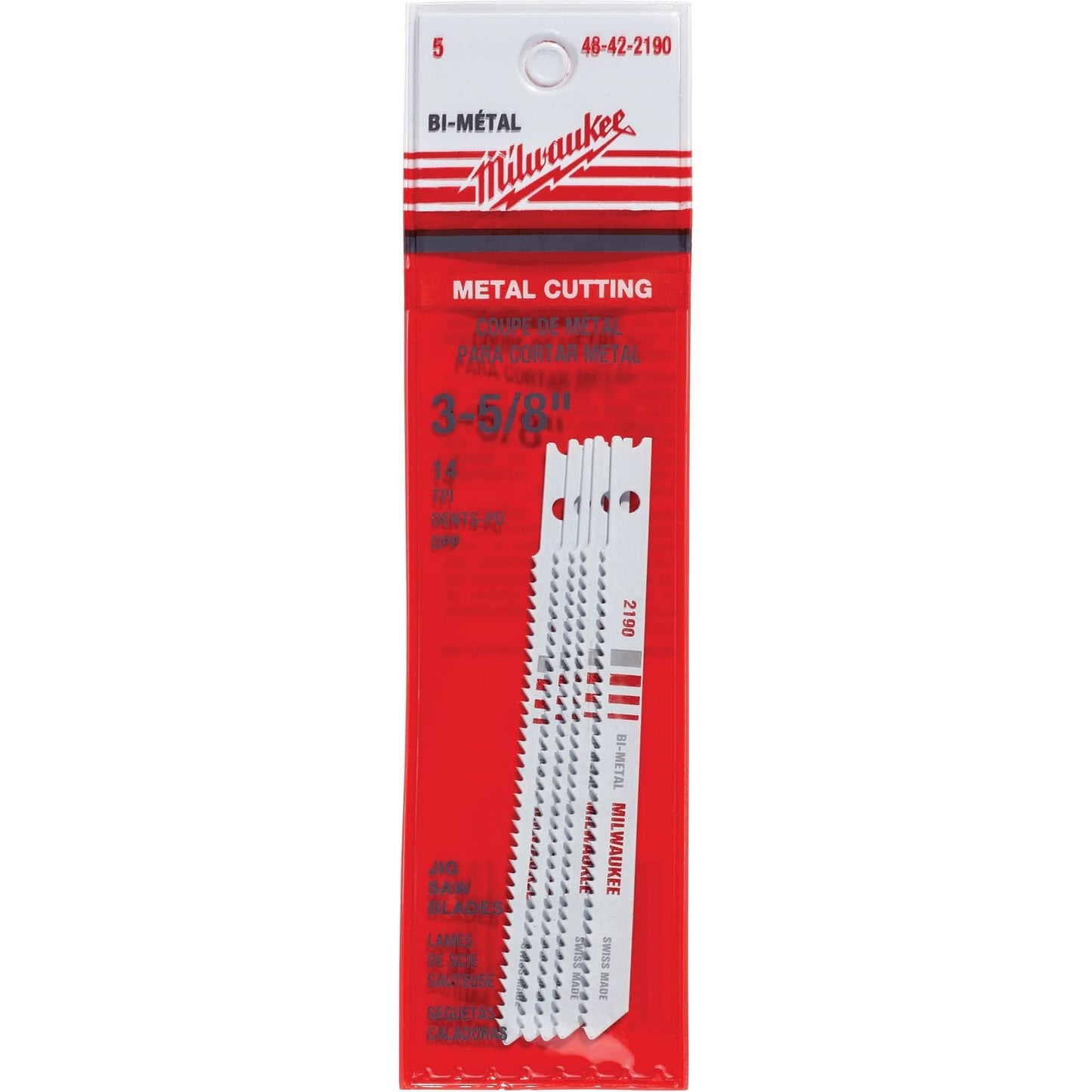 Jigsaw Blades, Bi-Metal, U-Shank, 3-5/8" L, 14 TPI