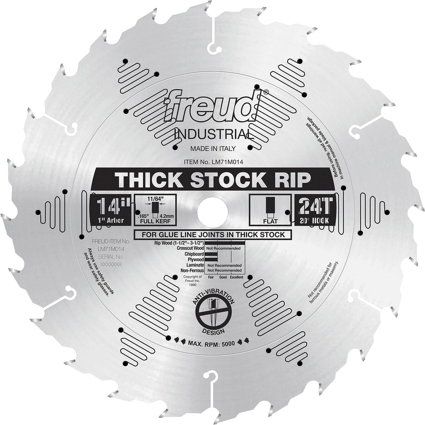 Industrial Saw Blade - Ripping, 14", 24 Teeth, Wood Use