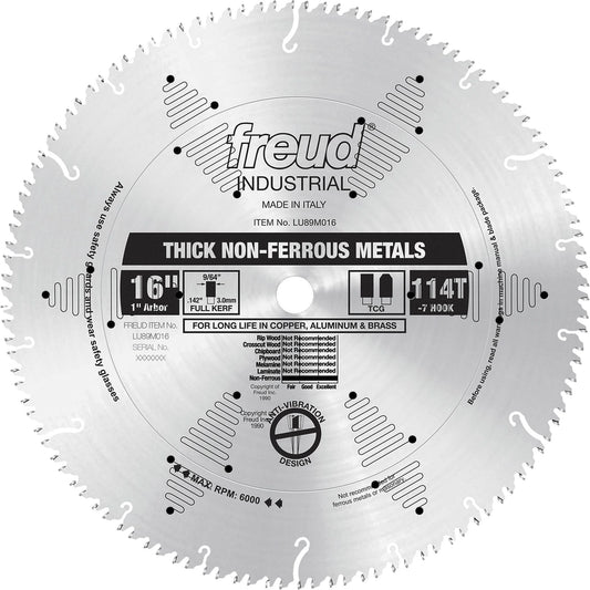 Industrial Saw Blade, 16", 114 Teeth, Non-Ferrous Use