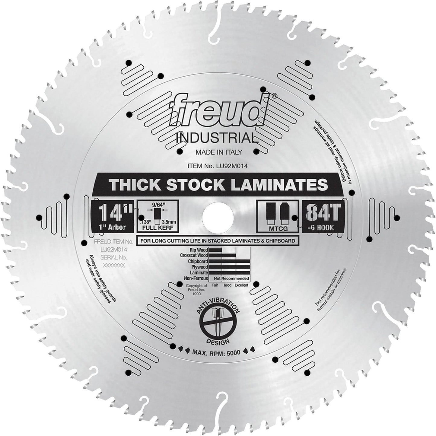 Industrial Saw Blade - Chipboard, 14", 84 Teeth, Laminate Use