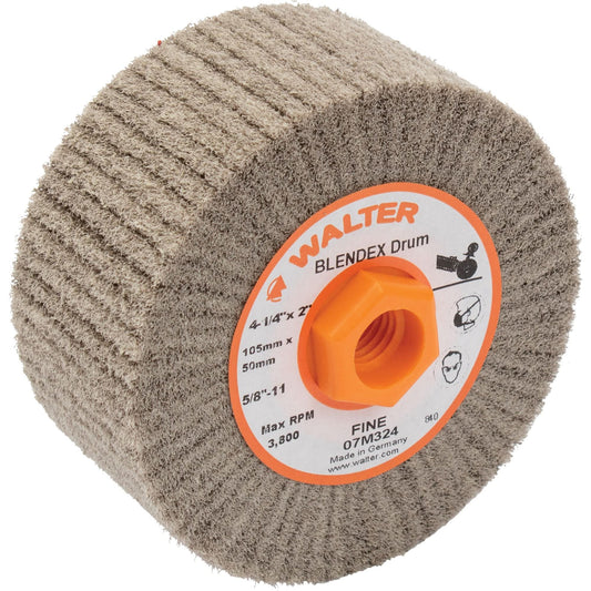 Blendex™ Surface Conditioning Drum, 4-1/4" Dia. x 2" W, 5/8"-11 Arbor, Fine Grit