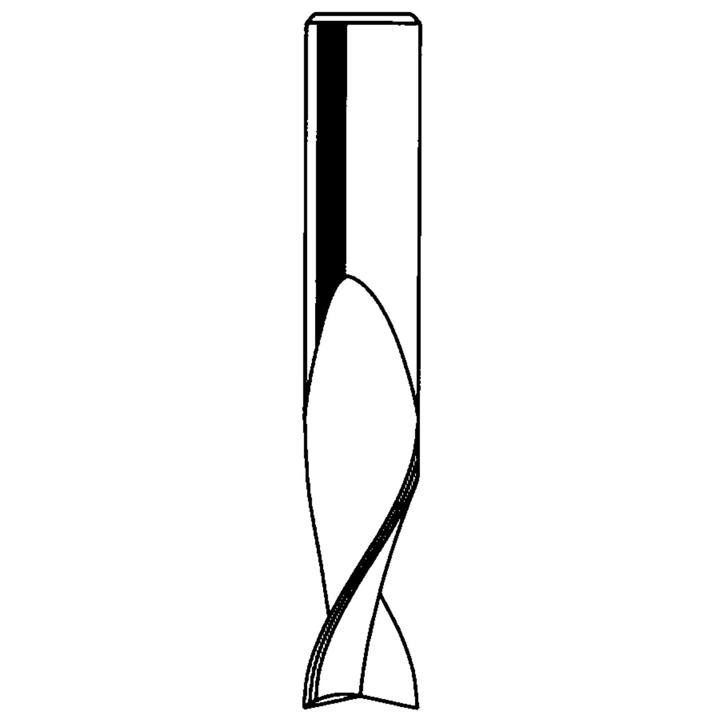 Up Spiral Router Bit, 1/8" Dia., 1/2" Carbide Height, 2" L, 1/4" Shank