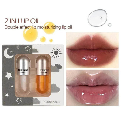 Two Sets Of Moisturizing Lip Oil And Lip Color Liquid Cases