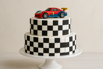 Edible Checker Pattern Sheet - Black White Squares Cake Topper