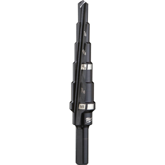 #2 Step Drill Bit, 3/16" - 1/2" , 1/16" Increments, High Speed Steel