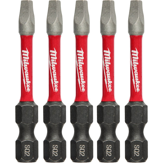Shockwave™ Impact Power Bits, Square, #2 Tip, 1/4" Drive Size, 2" Length