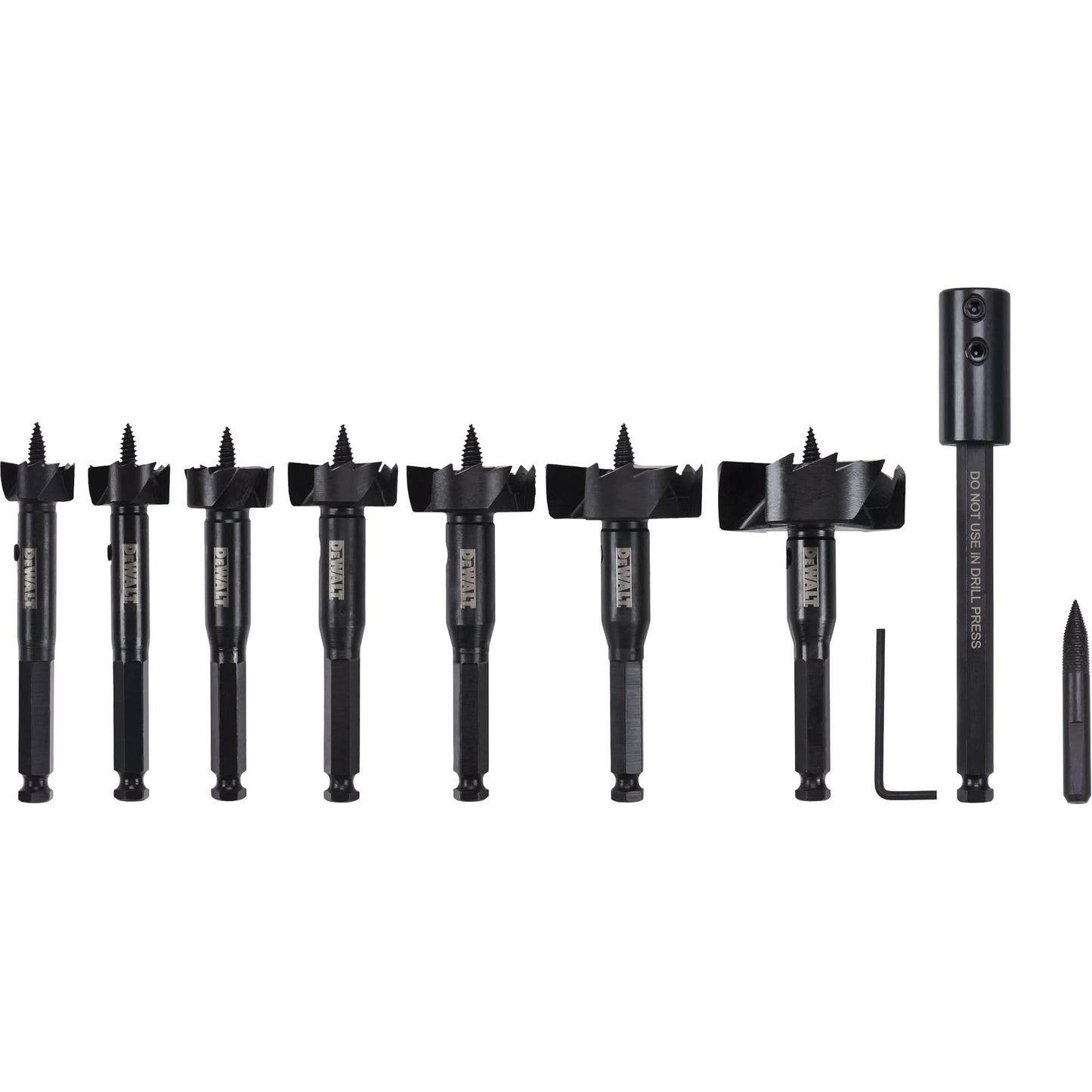 Self-Feed Wood Drill Bit Kit, 8 Pieces, High Carbon Steel