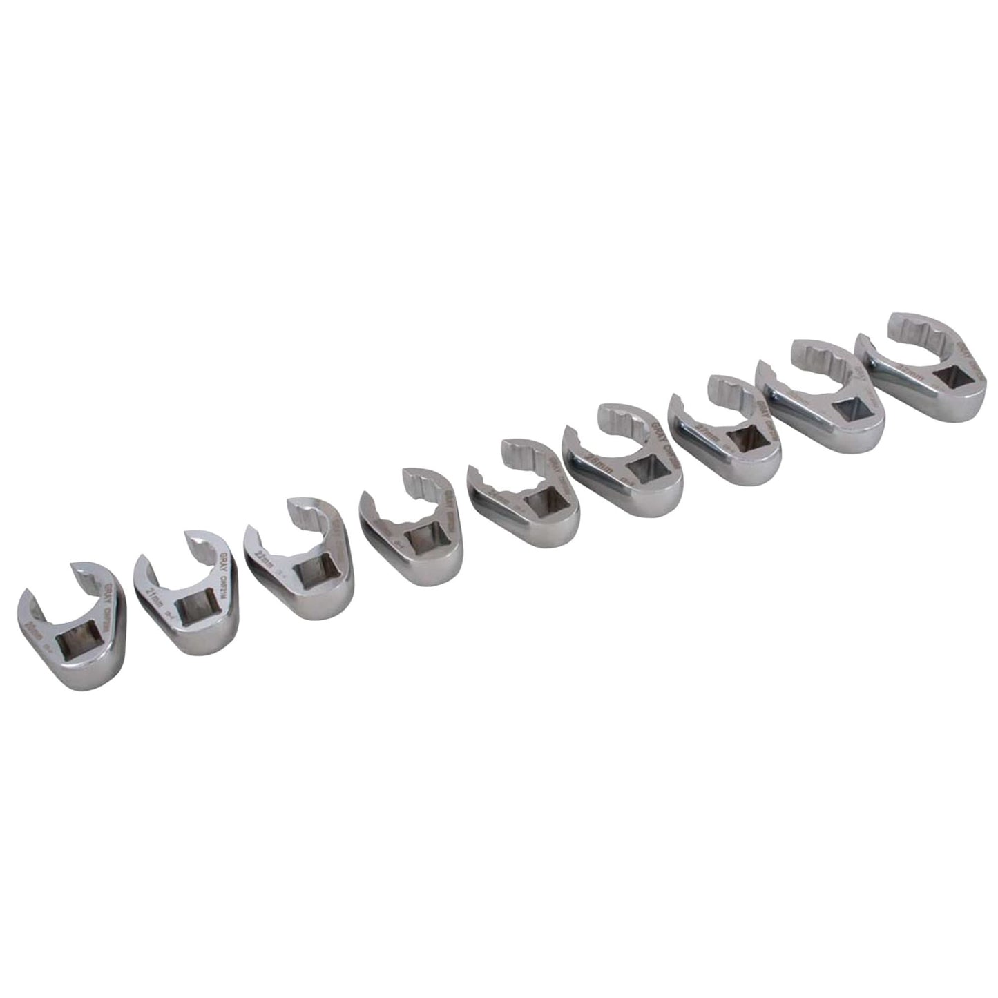 Wrench Set, Crowfoot, 9 Pieces, Metric