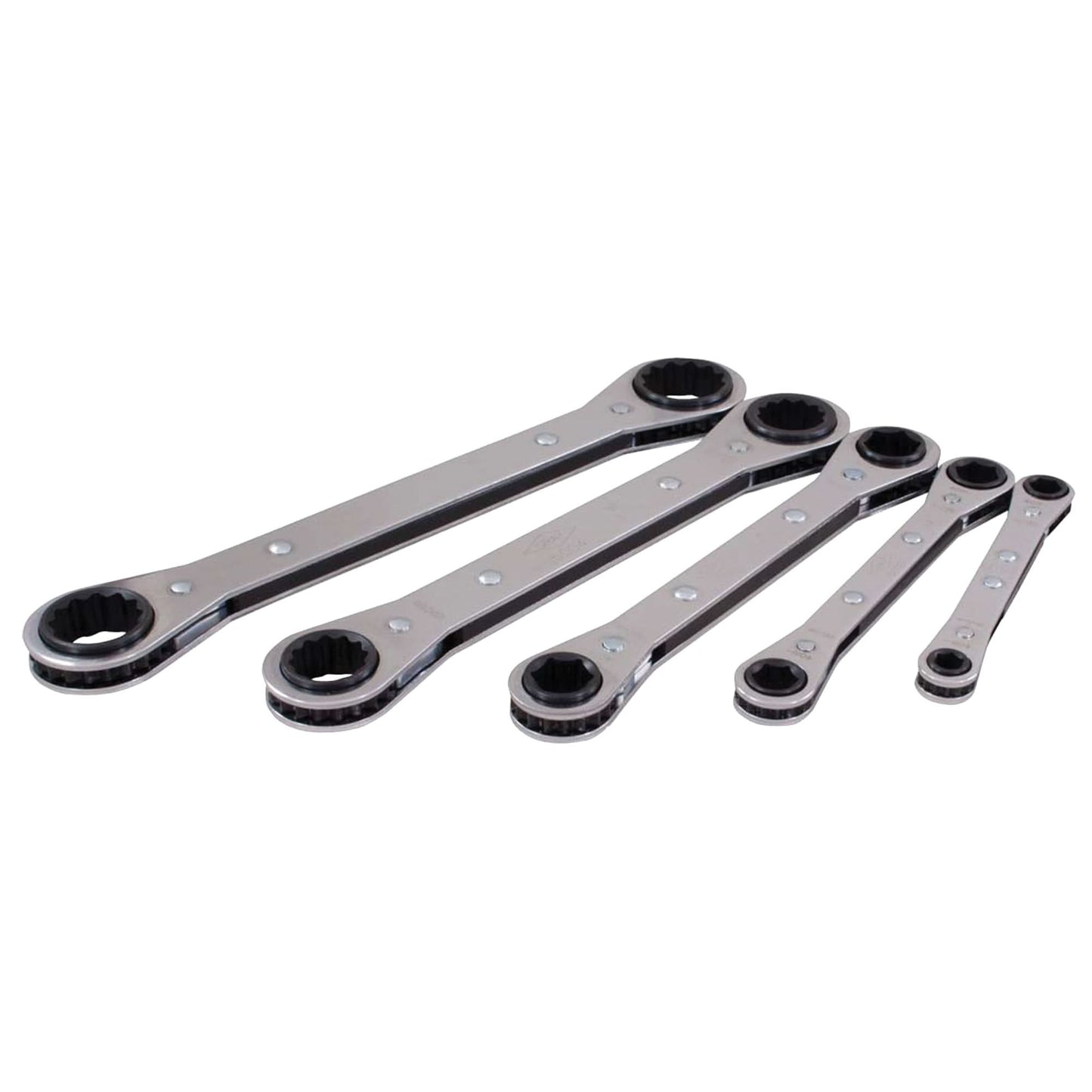 Wrench Set, Ratcheting Box, 5 Pieces, Imperial