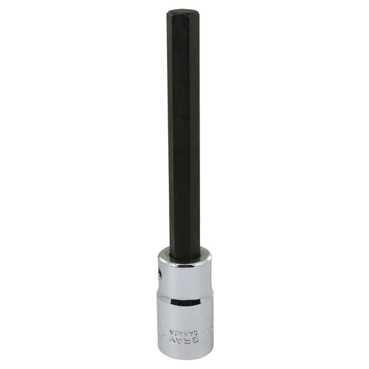 Extra Long Bit Socket, Hex, 10 mm x 128 mm L, 1/2" Square Drive Drive
