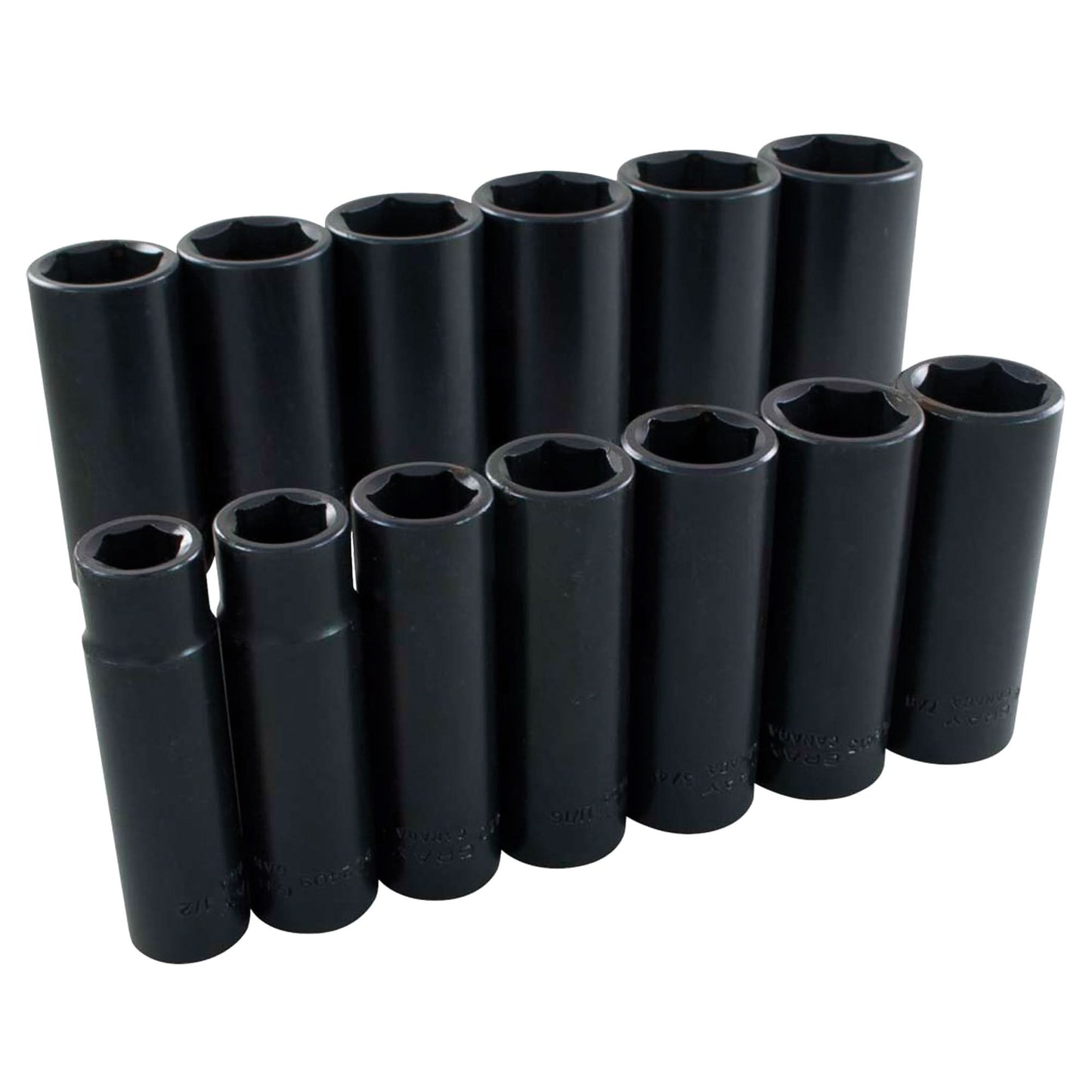 Socket Set, 13 Pcs, Impact, 1/2" Drive Size, Deep