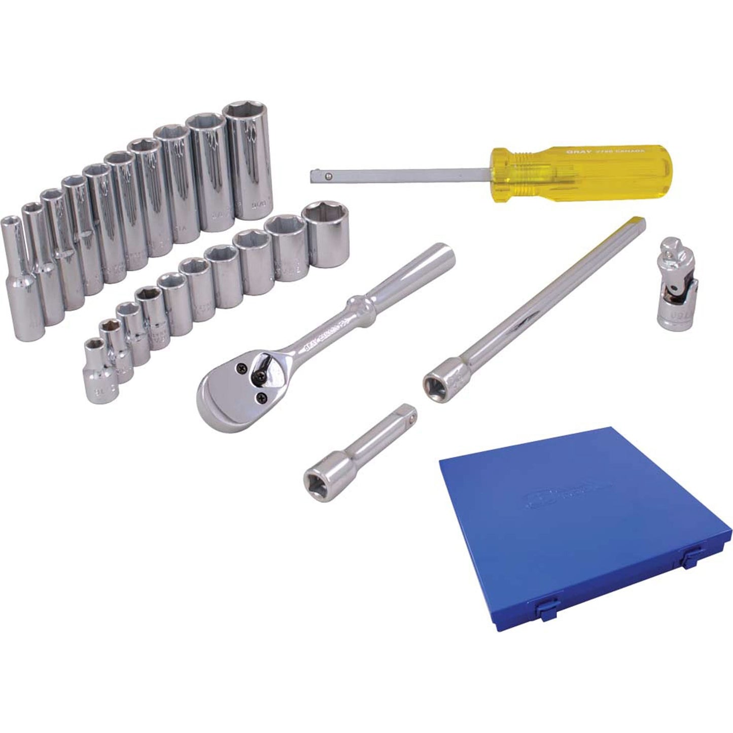 Jeu de douilles et accessoires, 25 pièces, carré de 1/4", longues