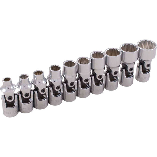 Universal Joint Socket Set, 10 Pcs, 1/4" Drive Size