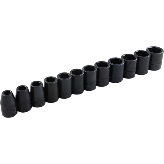 Socket Set, 12 Pcs, Impact, 3/8" Drive Size