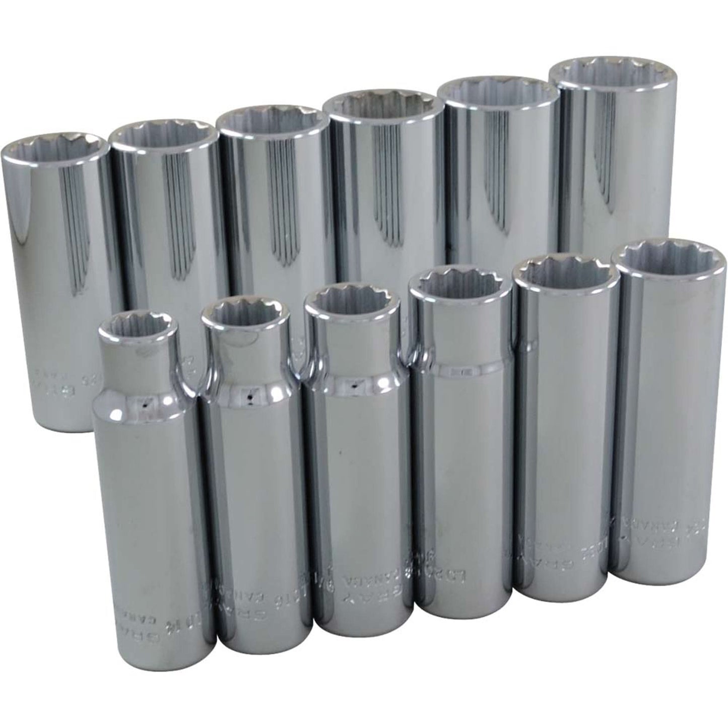 Jeu de douilles, 12 pcs, entraînement 1/2 po, longues