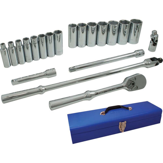 Jeu de douilles et accessoires, 20 pièces, carré conducteur 1/2 po, longues