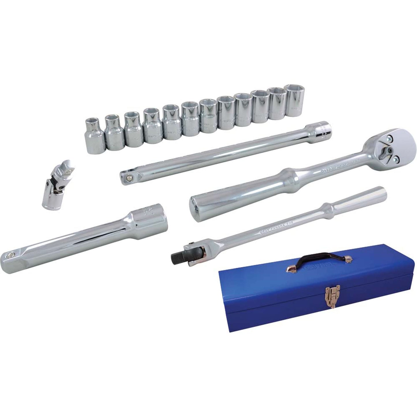 Socket & Attachment Set, 17 Pcs, 1/2" Drive Size