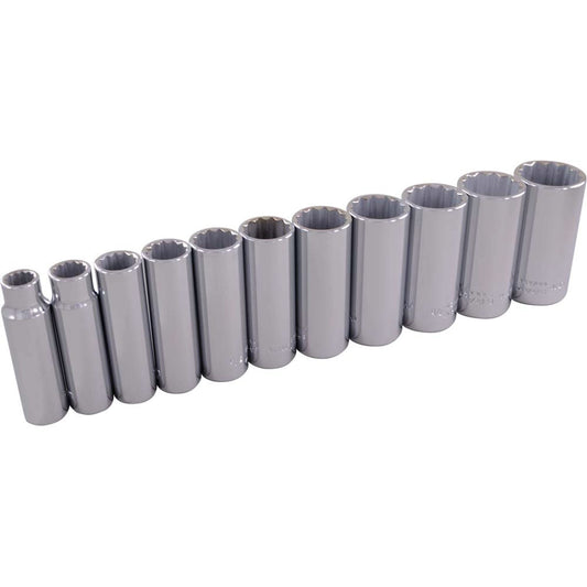 Socket Set, 11 Pcs, 3/8" Drive Size, Deep