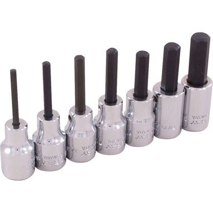 Hex Head Socket Set, Hex, 3/8" Drive, 7 Pcs