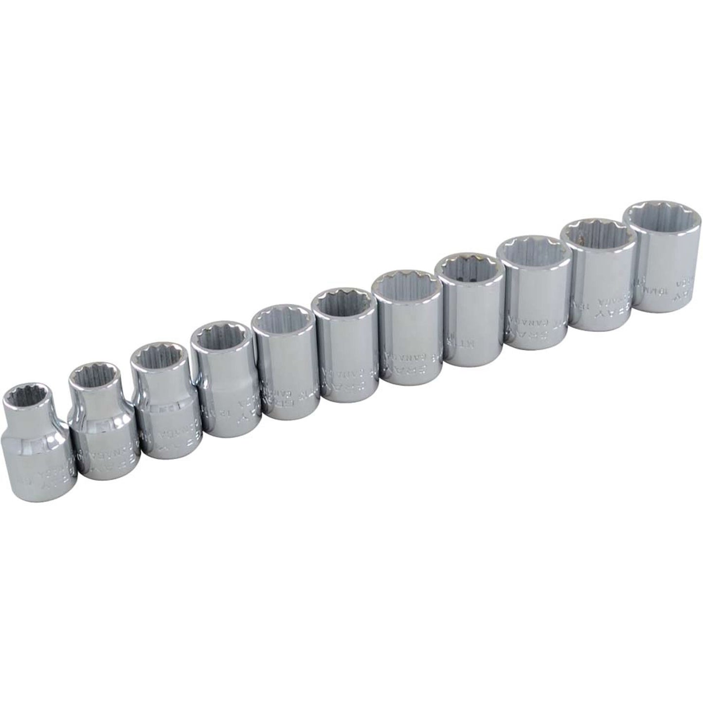 Socket Set, 11 Pcs, 3/8" Drive Size