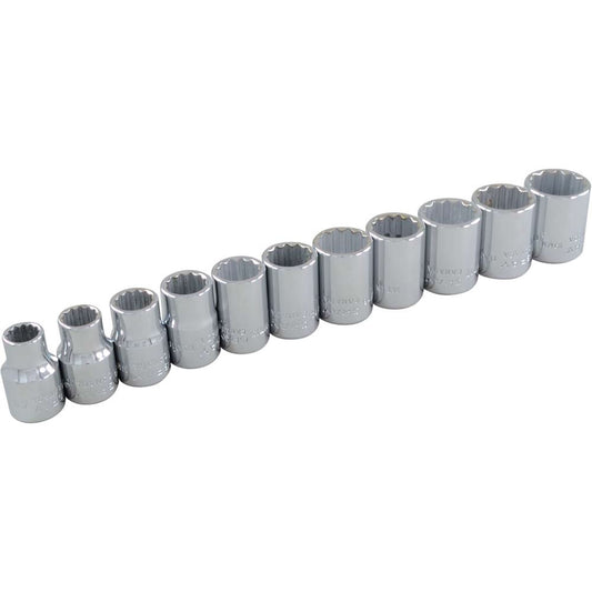 Socket Set, 11 Pcs, 3/8" Drive Size