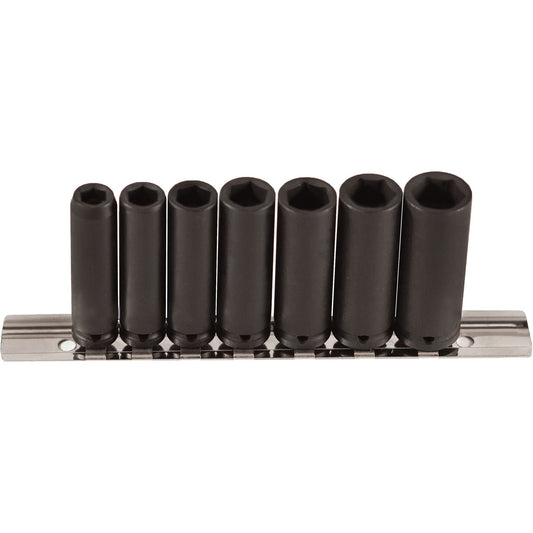 Long Socket Set, 7 Pcs, Impact, 1/4" Drive Size, Deep