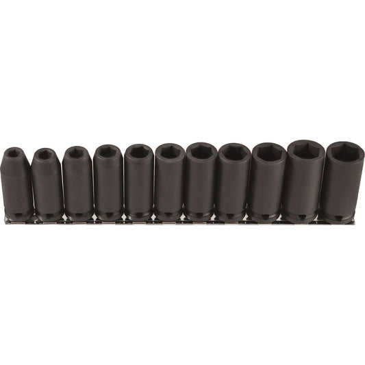 Jeu de douilles longues, 11 pièces, à chocs, carré 3/8", profondes