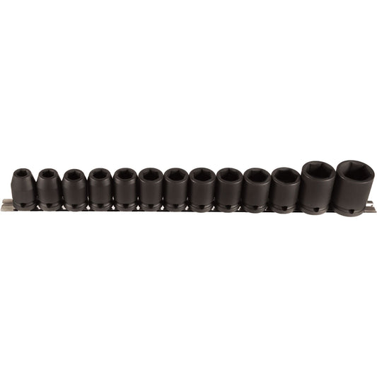Socket Set, 13 Pcs, Impact, 1/2" Drive Size