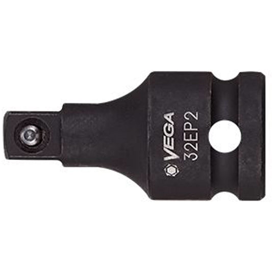 Socket Adapter, Impact, 1/2" Drive, 3/8" Socket, 2" L, Pin
