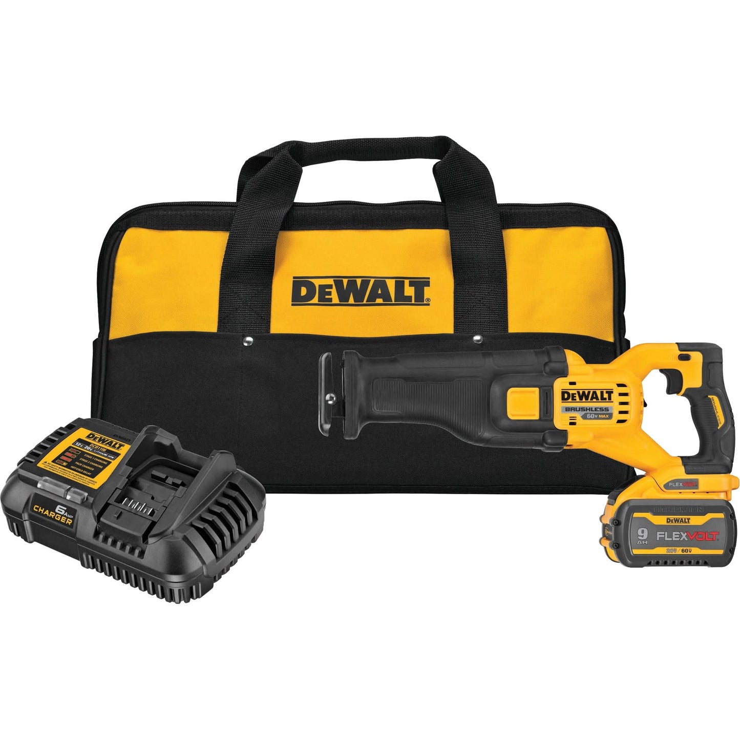 FlexVolt® Max Brushless Reciprocating Saw Kit, 60 V, Lithium-Ion Battery, 0-3000 SPM