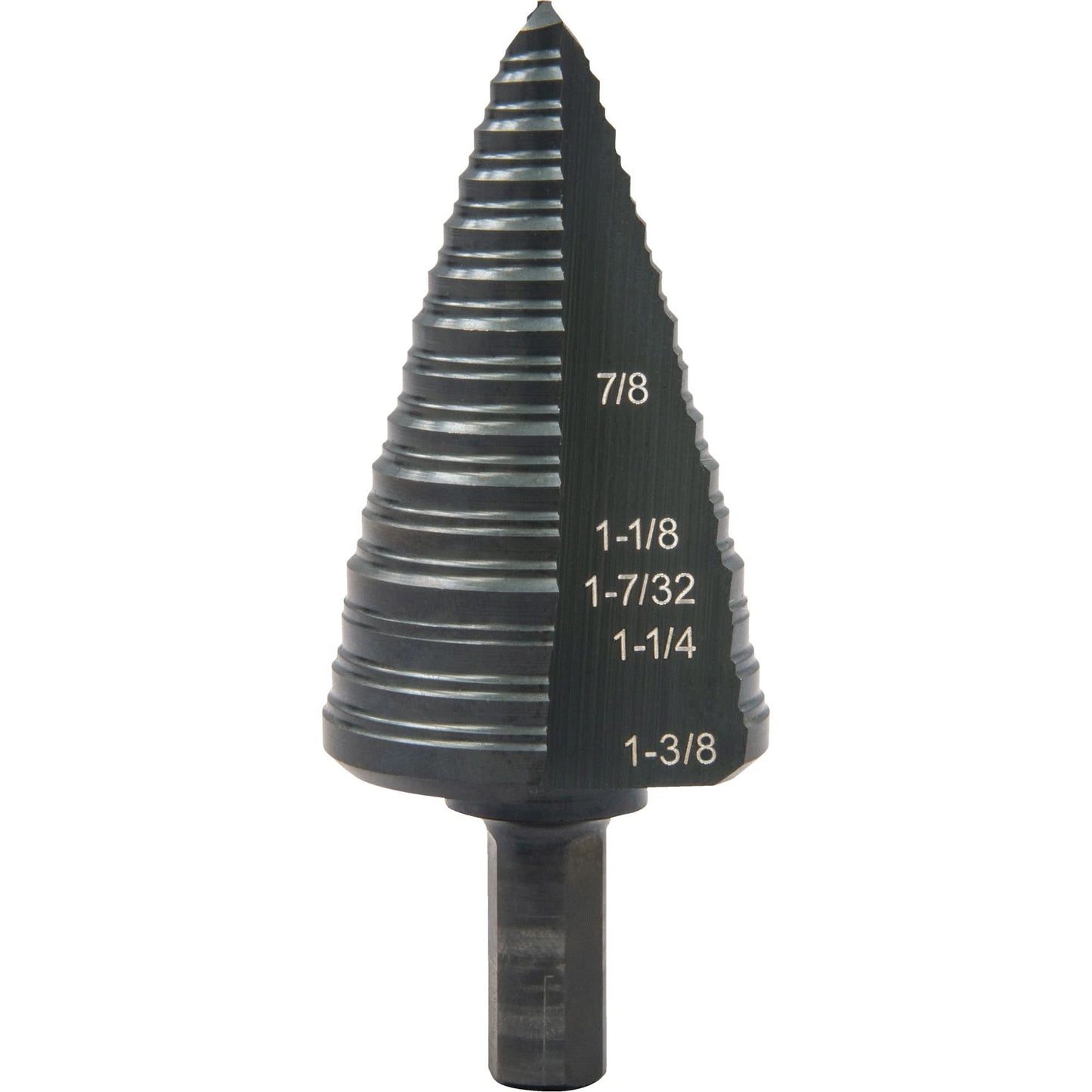 #12 Multi-Hole Step Drill Bit, 7/8" - 1-3/8" , 1/16" Increments, High Speed Steel